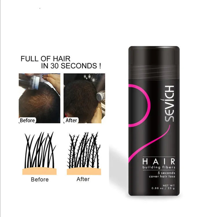 Hair filling powder in black shade for instant volume and hairline repair on thinning hair