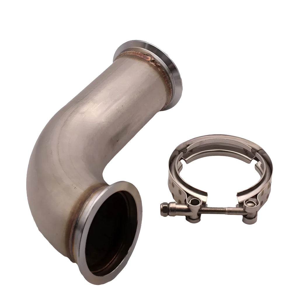Stainless steel V-clamp downpipe for plumbing on general models.