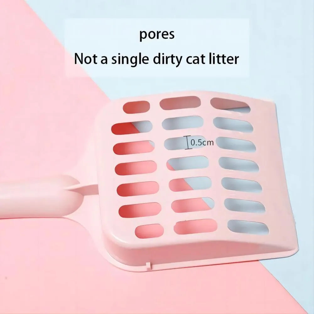 Blue plastic cat litter scoop for cleaning pet litter boxes and trays