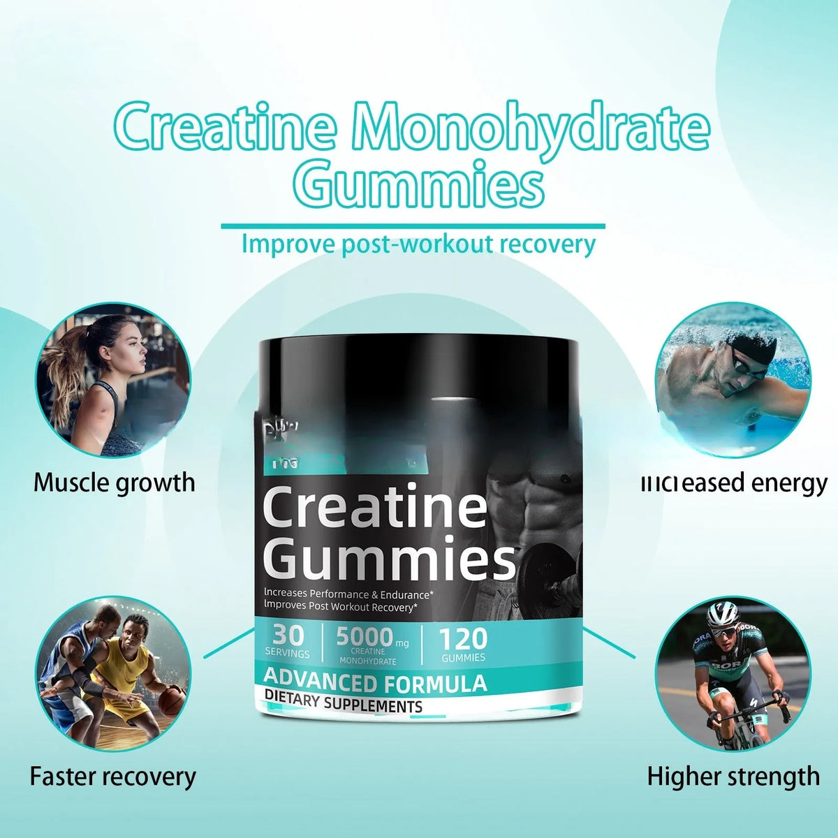 Bottle of Water Creatine Jelly 120 Tablets sports supplement for men and women