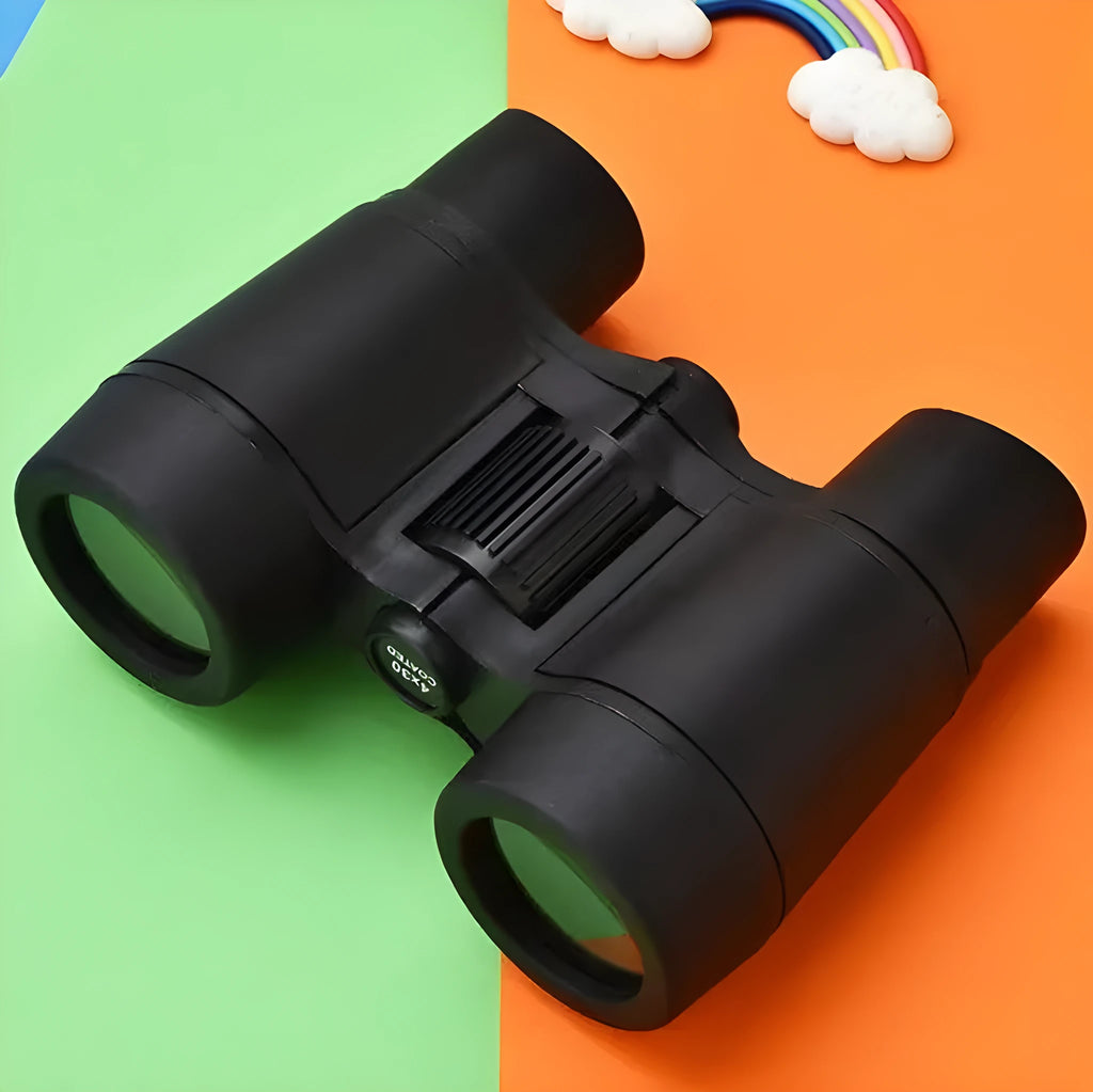 Kids toy telescope 4X30 HD portable binoculars with flat leather body in blue