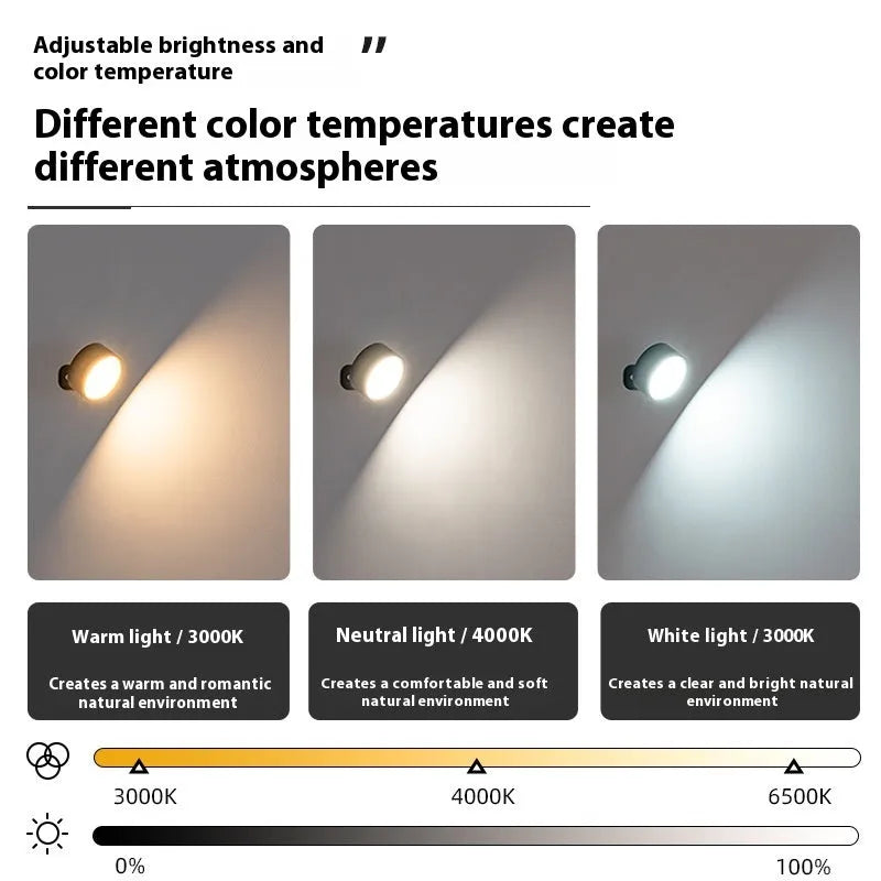 Rechargeable touch night lamp with tricolor light, pack of two, black or wood grain finish, bedside reading