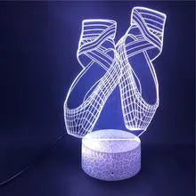 Ballet dancing shoes design 3D LED night light with remote control on acrylic panel