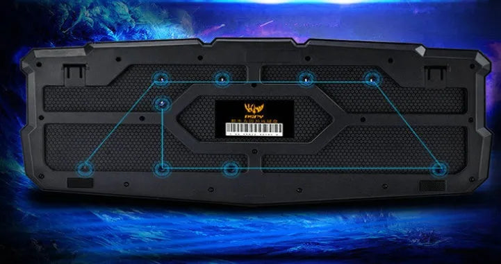 M200 Mechanical Warframe black keyboard with tri-colour red blue purple backlight and 1.5m cable