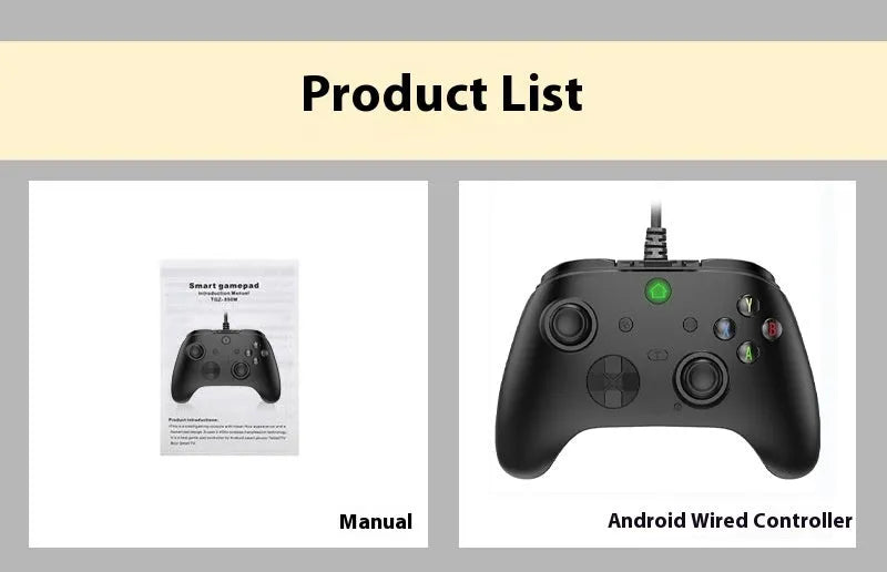 Wired game console controller handle in black with ABS construction and USB cable for PC and PS
