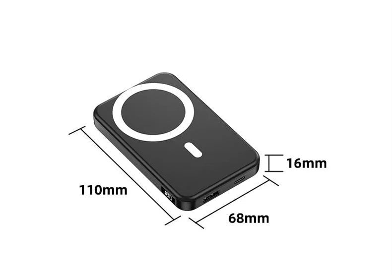 Small portable magnetic wireless power bank for iPhone charging