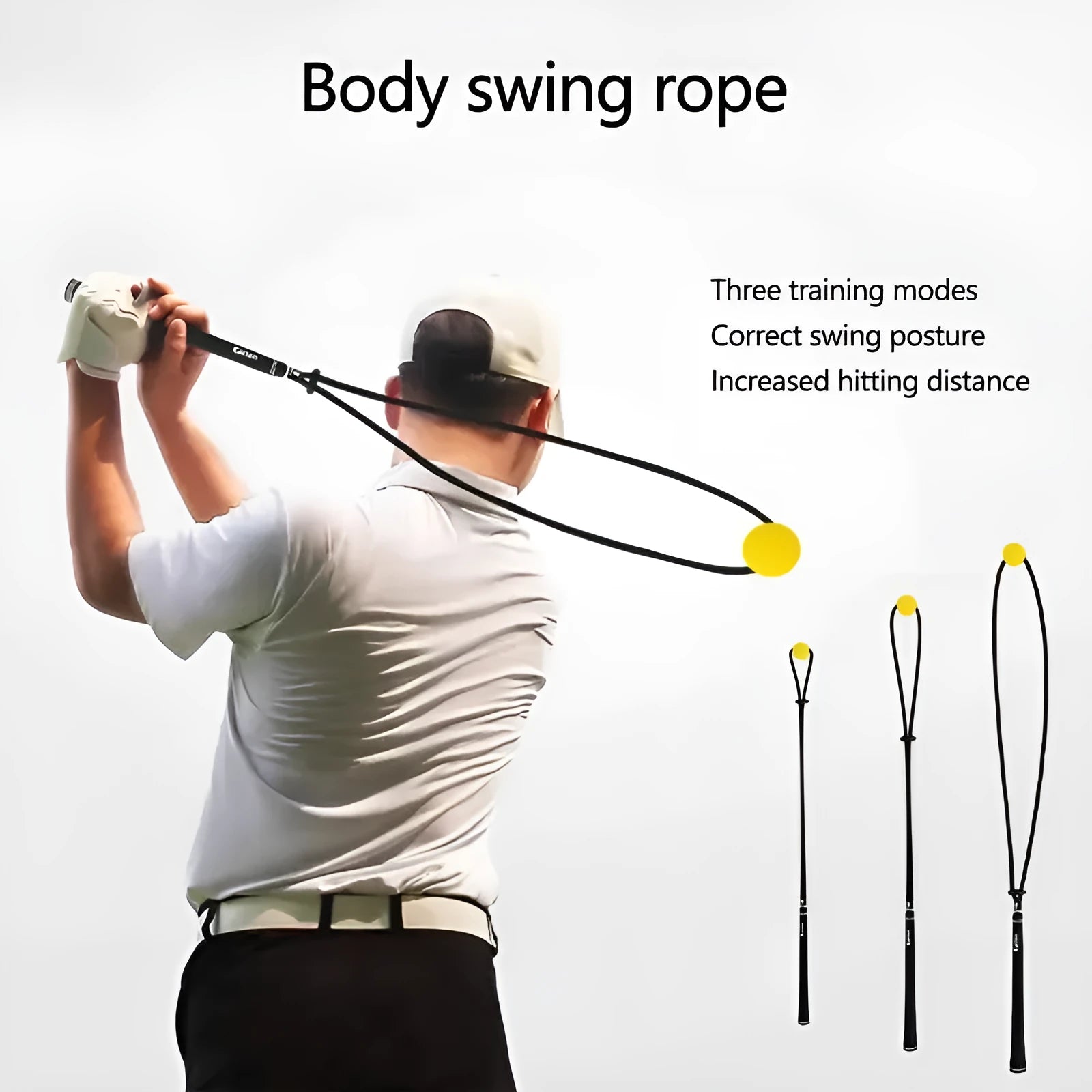 Black silicone golf swing training rope for physical correction practice
