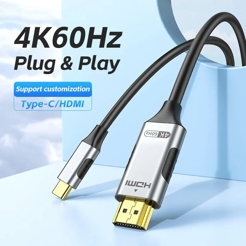 8K60Hz Type-C male to HDMI one-way conversion data cable in 1m 2m 3m lengths