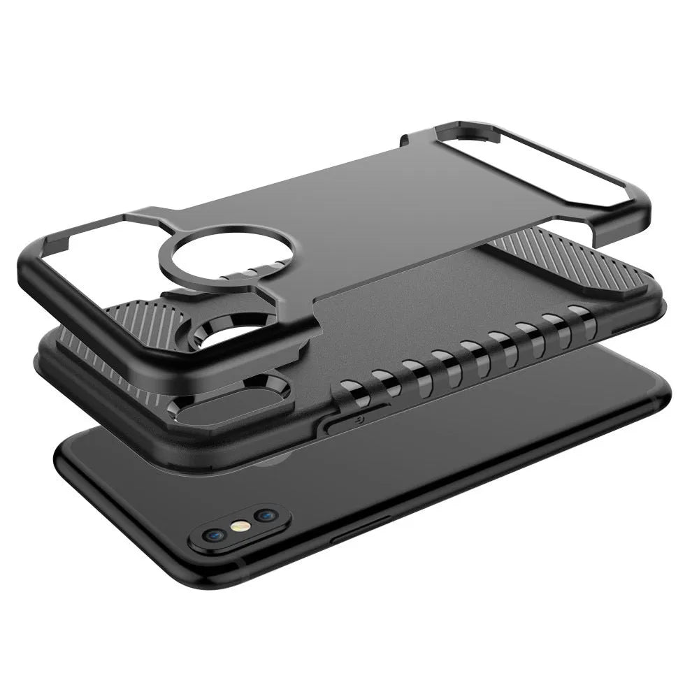 Double anti fall mobile phone protection shell in black compatible with Apple iPhone