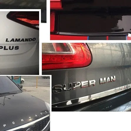 3D metal zinc alloy car bumper sticker showing raised letter A in silver finish, approximately 2.5cm in size.