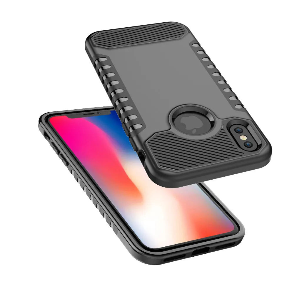 Double anti fall mobile phone protection shell in black compatible with Apple iPhone