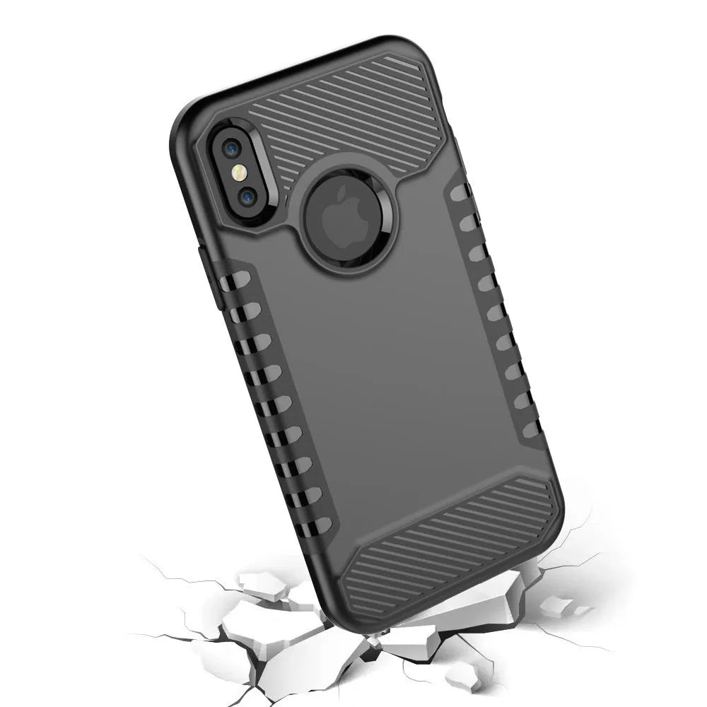 Double anti fall mobile phone protection shell in black compatible with Apple iPhone