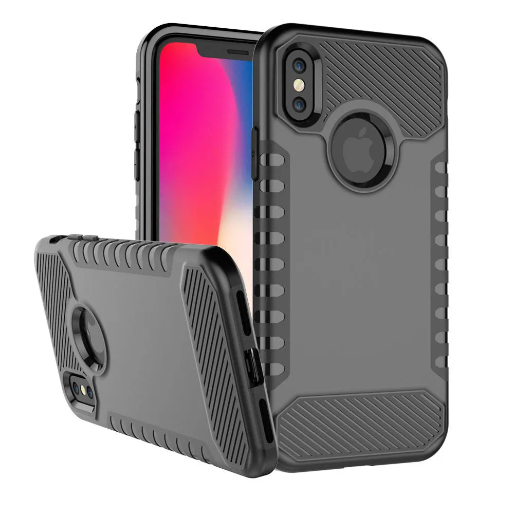 Double anti fall mobile phone protection shell in black compatible with Apple iPhone