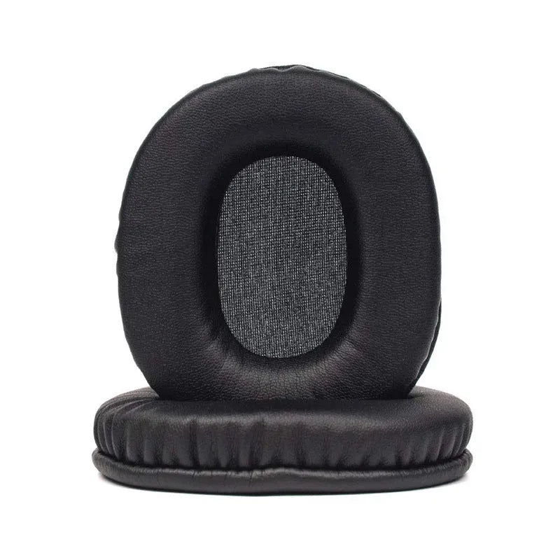 Black soft PU leather replacement earmuff covers for Sony 1R headphones, set of two pieces.