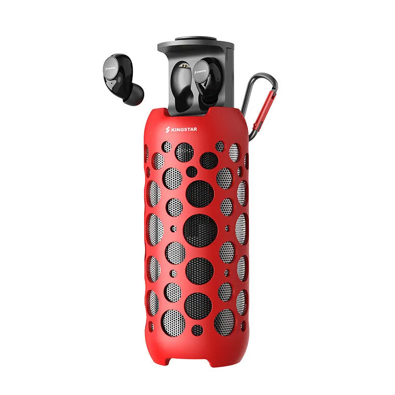 Outdoor mini wireless Bluetooth audio headset in black with in-ear earbuds and Bluetooth 5.0