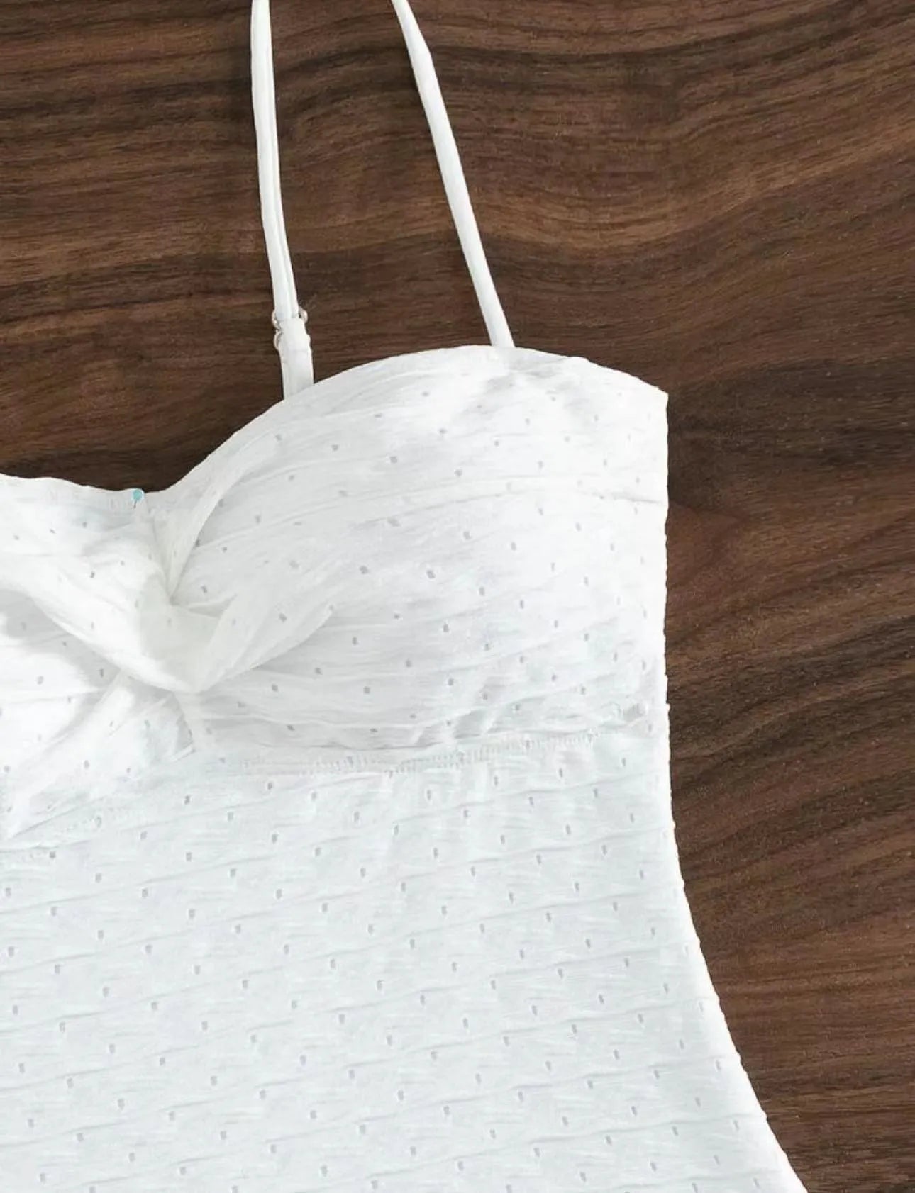 White polyester one-piece swimsuit for women with briefs style and sling design