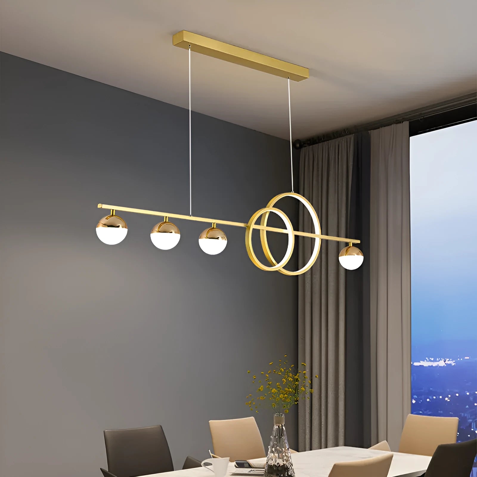 Modern rectangular aluminium ceiling lamp in black or gold with remote control for dimming.