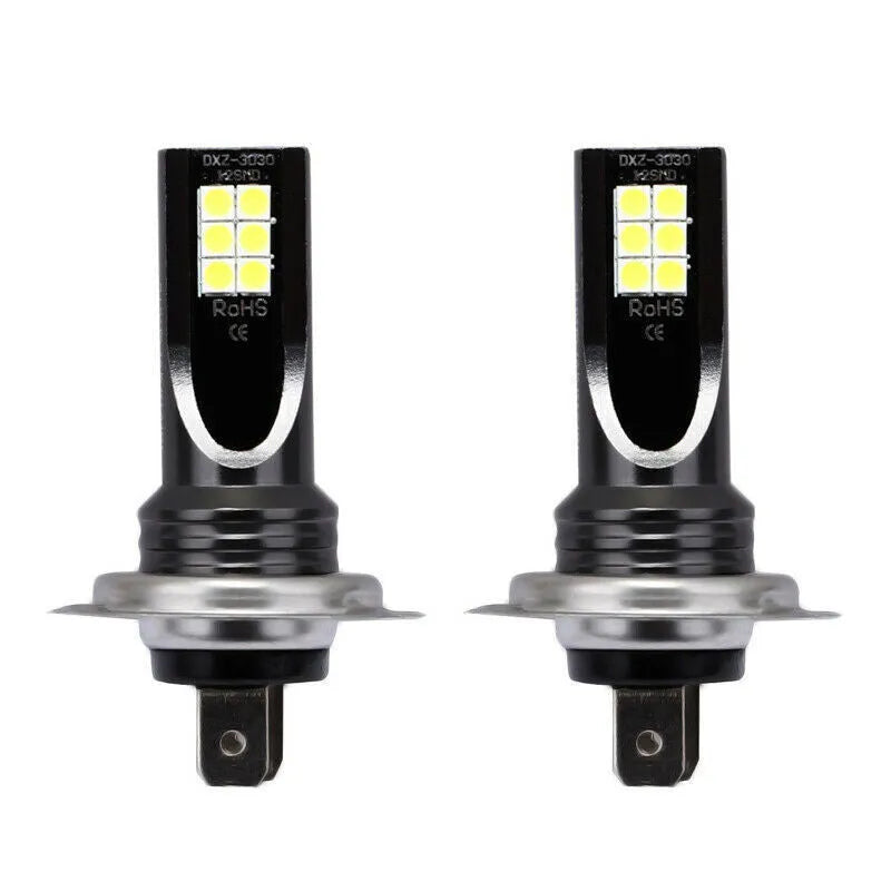 H7 110W LED car fog light bulb with aluminium body and 12 SMD LEDs.