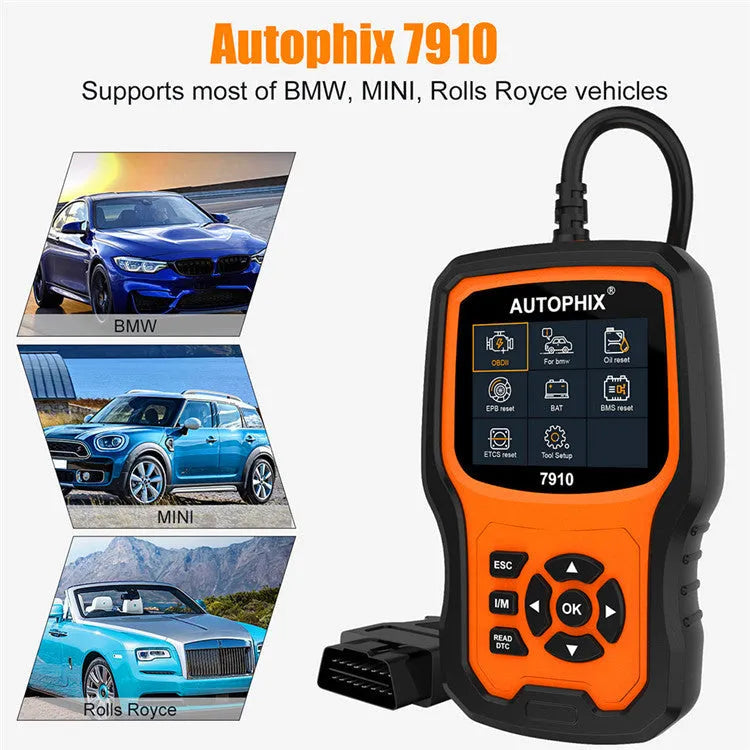 Autophix 7910 handheld automotive diagnostic scanner and OBD2 fault code reader.