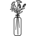 Black iron flower silhouette wall decoration with 40cm height on a white wall