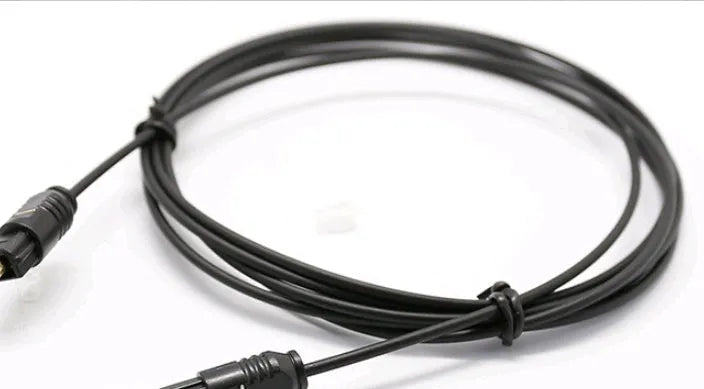 OD2.2 digital optical audio cable with TOSLINK connectors on a white background.