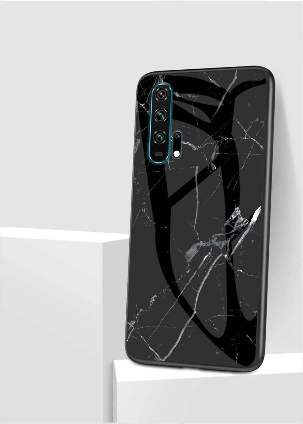 Honor 20 Pro marble silicone phone case in red colour showing front and back.