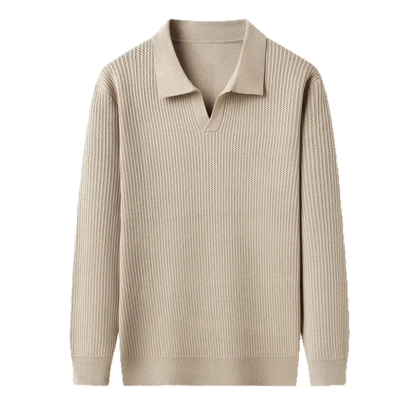 Men's loose pullover sweater in green colour showing casual autumn styling