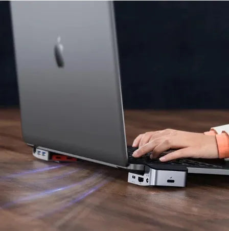 Aluminium alloy space grey bracket-type multifunctional HUB hub with USB3.0, HDMI, RJ45, Type-C ports