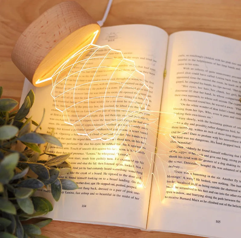 Cartoon night light wooden acrylic bedside lamp pineapple shape USB powered dimmer switch button switch