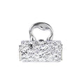 Mini acrylic crossbody bag with chain strap in Silver Corrugated colour