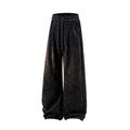 Men's lightweight fleece-lined straight-leg casual trousers in grey on a hanger.