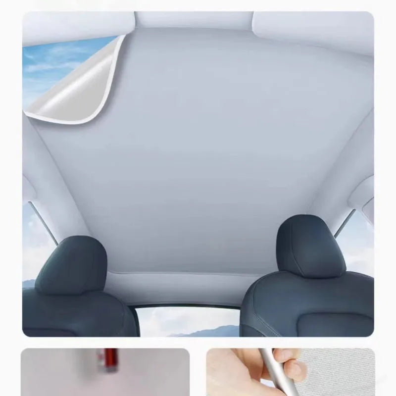 Silicone electrostatic adsorption vehicle sunshade with plaid pattern in black colour
