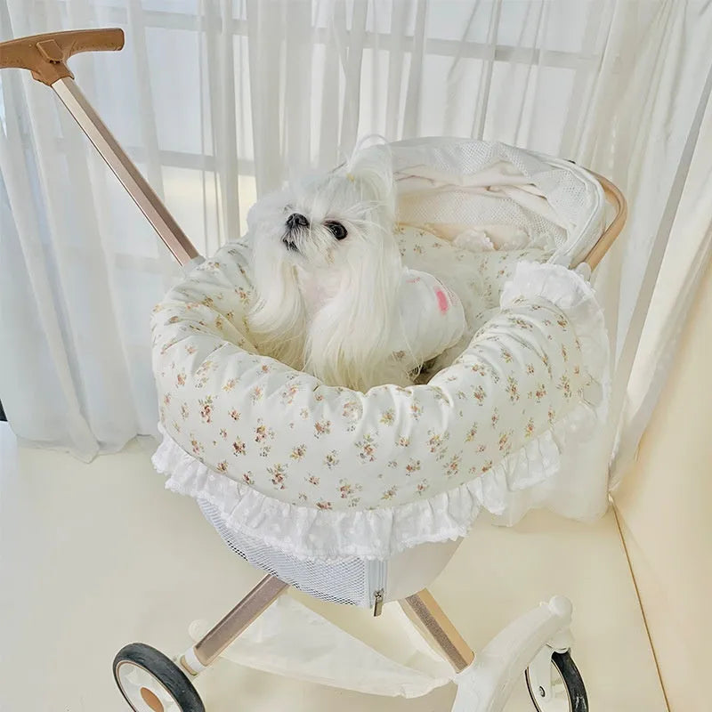 Pet stroller three-piece accessory set with anti-dirty towel, cushion and pillow in pure cotton
