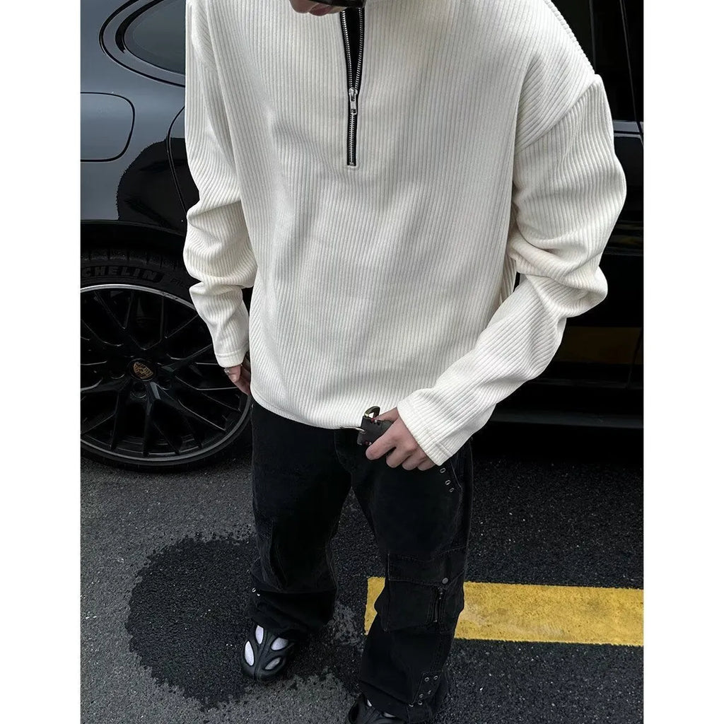 Men's solid colour early spring bottoming shirt pullover in grey, black or apricot
