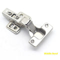 Nickel plated cold rolled steel hydraulic damping hinge for cabinet doors in three bend types.