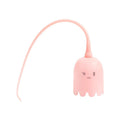 Green rechargeable automatic cat wand toy with swinging silicone tail on a white background.