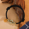 Silver metal Hetian Jade peace buckle bracelet with geometric design in black or wine red colour