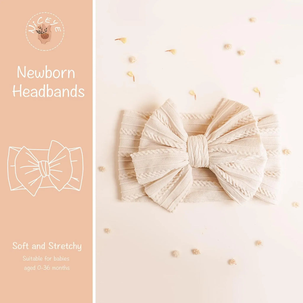 Soft stretchy nylon handmade baby headband with bow for newborn and toddler girls