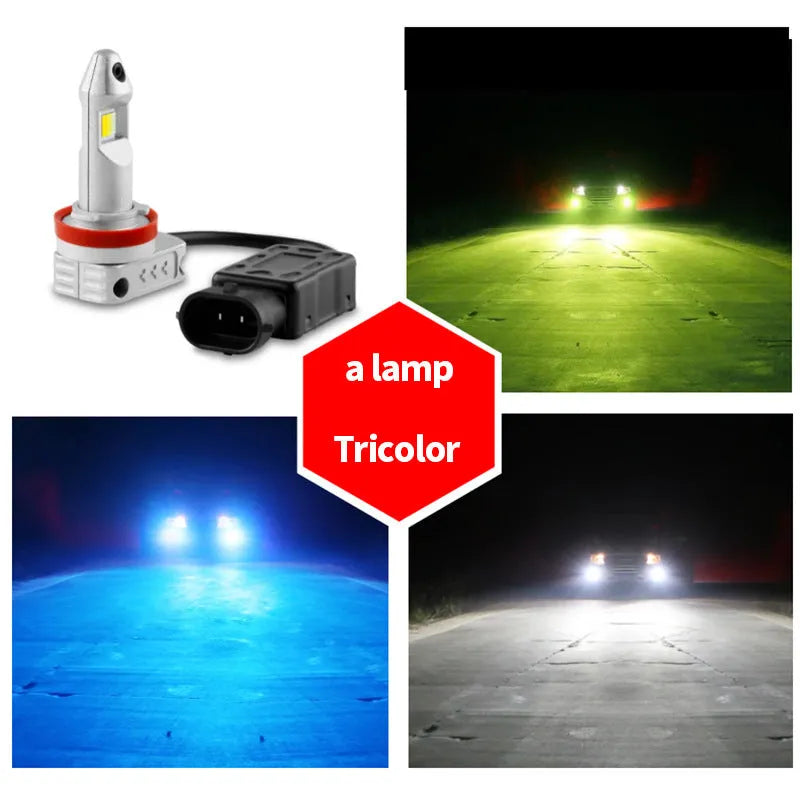 Aluminium LED fog light bulb unit with multiple base format options for car and motorcycle.