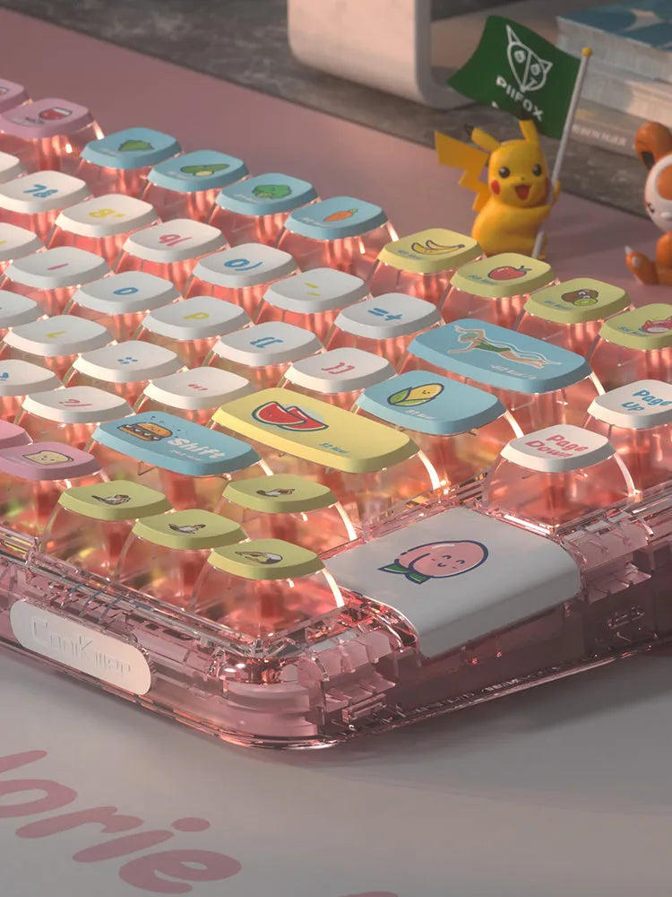 PIIFOX PF-06 transparent resin keycap set with thermal sublimation legends, Calories colour, 117 keys