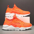Men's low top casual mesh shoes in fluorescent red with lace-up closure and cross straps.