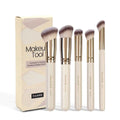 MAANGE angled blush makeup brush set in apricot with synthetic bristles