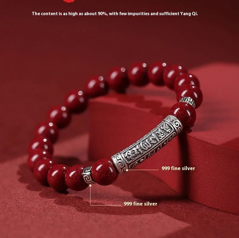 Handmade cinnabar bracelet with sandstone beads in purple gold sand or Emperor sandstone colours