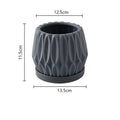 Grey ceramic tabletop plant flowerpot medium size for indoor plants