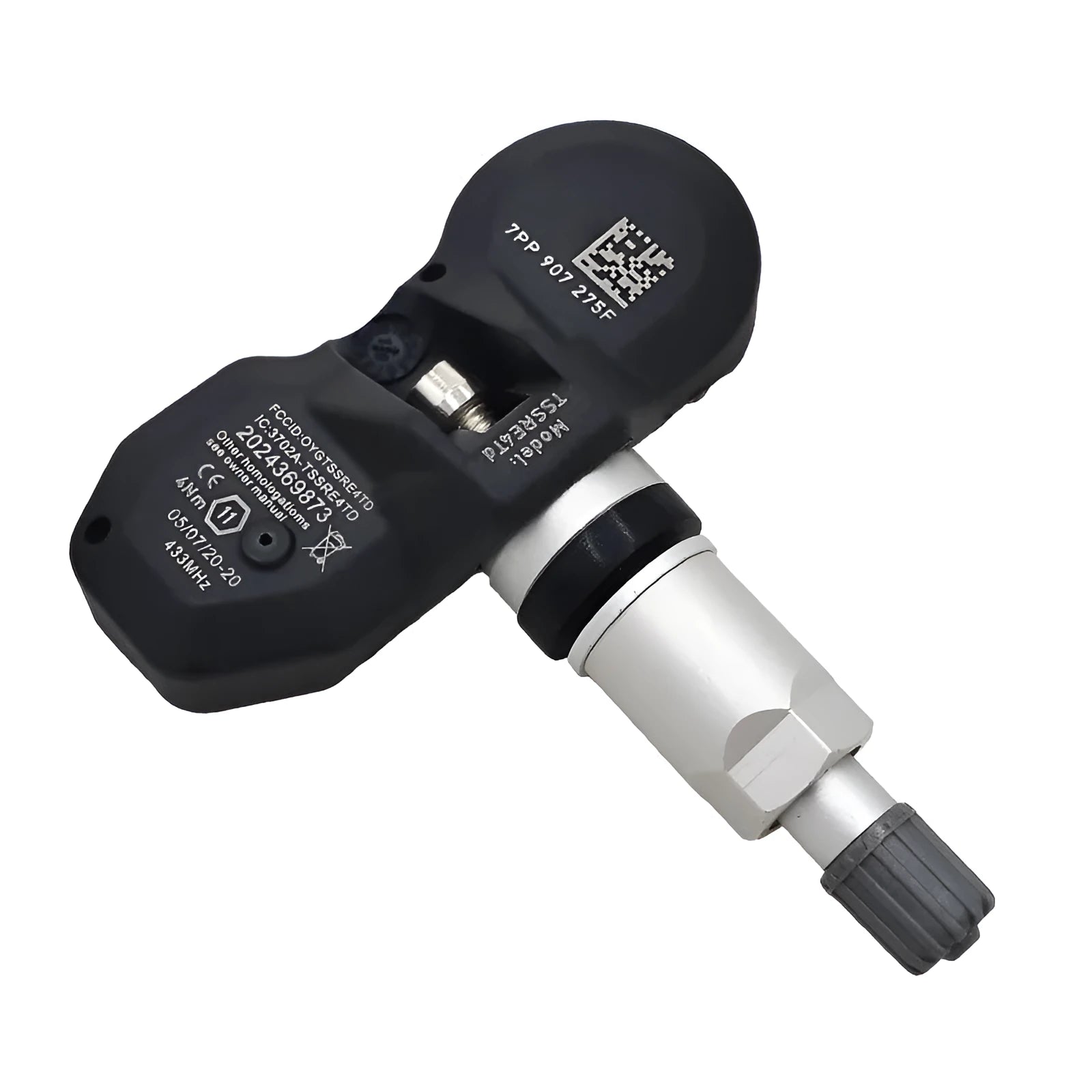 Black car tyre pressure monitoring sensor for Audi vehicles, single unit.