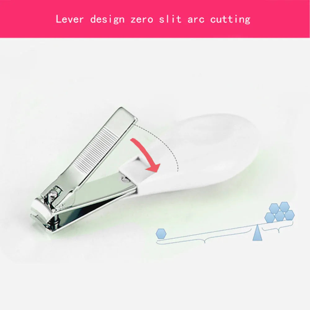6-piece baby nail care and grooming set in a pink case with tools made from safe materials.