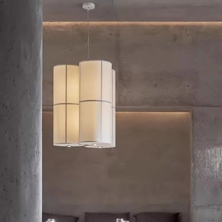 Japanese retro style box lamp with linen shade, available in multiple sizes for restaurant and tea room lighting