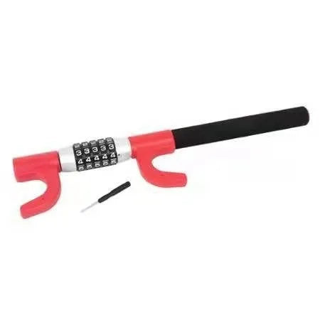 Car anti-theft password steering wheel U-lock in alloy steel construction with black, blue, and red colour options