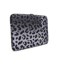 Leopard print laptop sleeve for 13-inch to 16-inch laptops with waterproof polyester construction