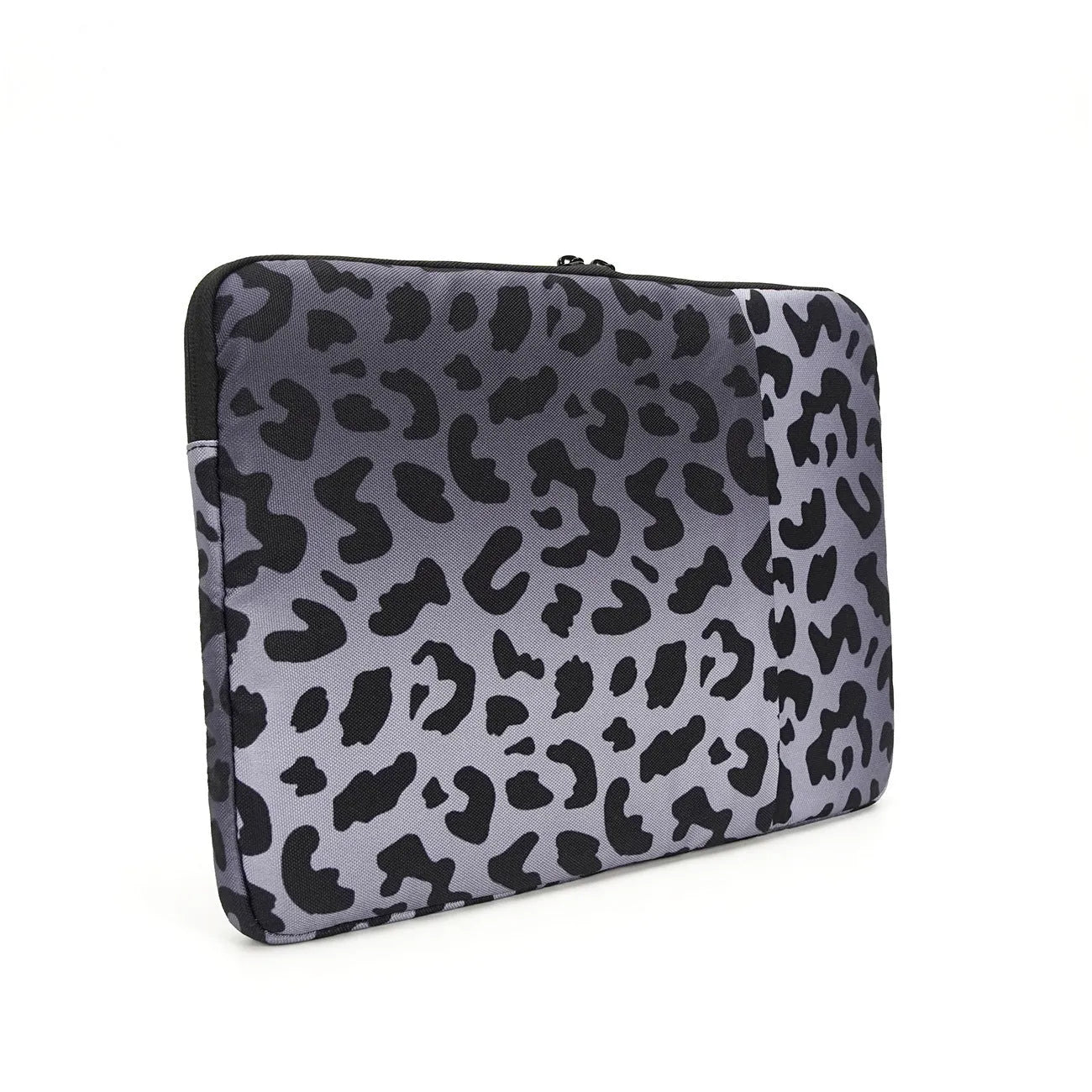 Leopard print laptop sleeve for 13-inch to 16-inch laptops with waterproof polyester construction